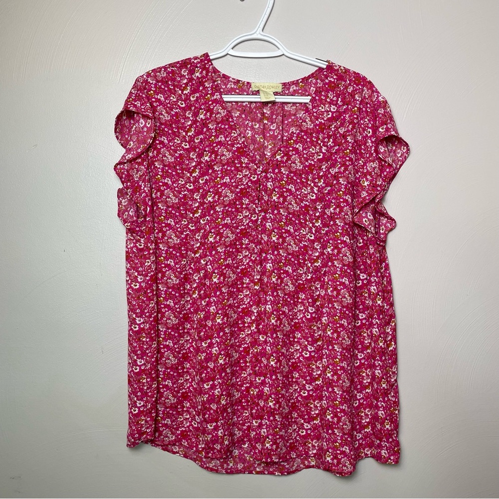 Cynthia Rowley Pink Patterned Top Size 1X